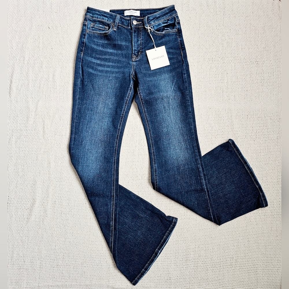Vervet by Flying Monkey Dark Wash Mid Rise Flare Jeans Size 7(28) women's size 6 - Picture 2 of 14